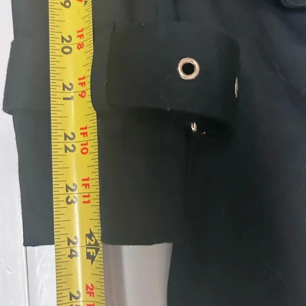 🖤”Guess” Women’s Black Mid Length Military Style Belted Jacket Size XS💛 - Picture 13 of 16